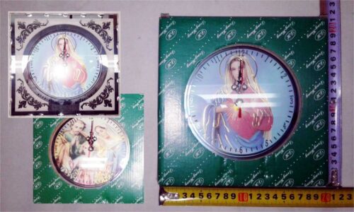 RELOJ CON VIDRIO DECORADO RELIGIOSO 20 CM