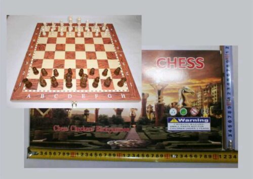 JUEGO AJEDREZ Y DAMA TABLERO MADERA 40 CM