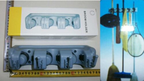 SOPORTE P/3 ESCOBILLONES CON 4 PERCHEROS