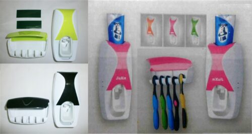 DISPENSER PONE PASTA DENTAL + PORTA CEPILLOS
