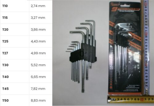 LLAVE TORX LARGA 9 PZS 21 CM